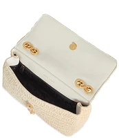 REBECCA MINKOFF Edie Medium Straw Dog Clip Crossbody Bag