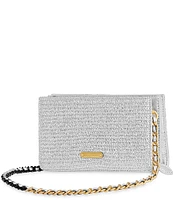 REBECCA MINKOFF Straw Metallic Soft Wallet On Chain Crossbody Bag