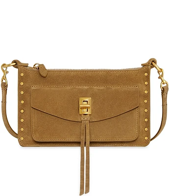 REBECCA MINKOFF Suede Darren Mini Top Zip Crossbody Bag