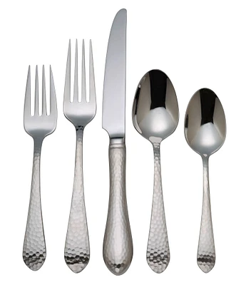 Reed & Barton Hammered Antique Stainless Steel Flatware Set