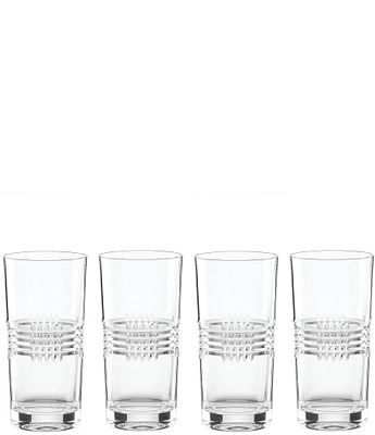 Reed & Barton Sloane Crystal Crosshatch Pattern Highball Glasses, Set of 4