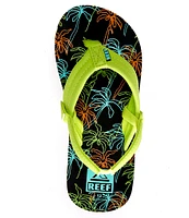 Reef Boys' Little Ahi Neon Palm Flip-Flops (Toddler)