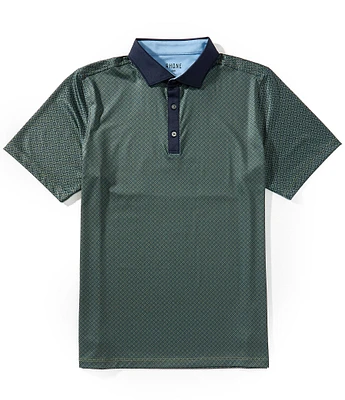 RHONE Golf Sport Circle Geo Print Performance Stretch Short Sleeve Polo Shirt