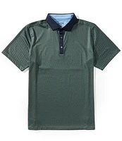 RHONE Golf Sport Circle Geo Print Performance Stretch Short Sleeve Polo Shirt