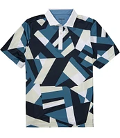 RHONE Golf Sport Geo Print Performance Stretch Short Sleeve Polo Shirt