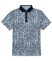 RHONE Performance Stretch Golf Sport Floral Print Short Sleeve Polo Shirt