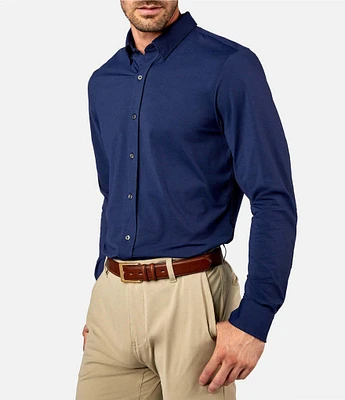 RHONE Slim Fit Solid Commuter Performance Stretch Long Sleeve Woven Shirt