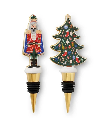 Rifle Paper Co. Holiday Nutcracker Wine Stopper Set