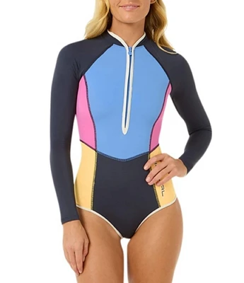 Rip Curl Block Party High Neck Long Sleeve UPF 50+ One Piece Swimsuit