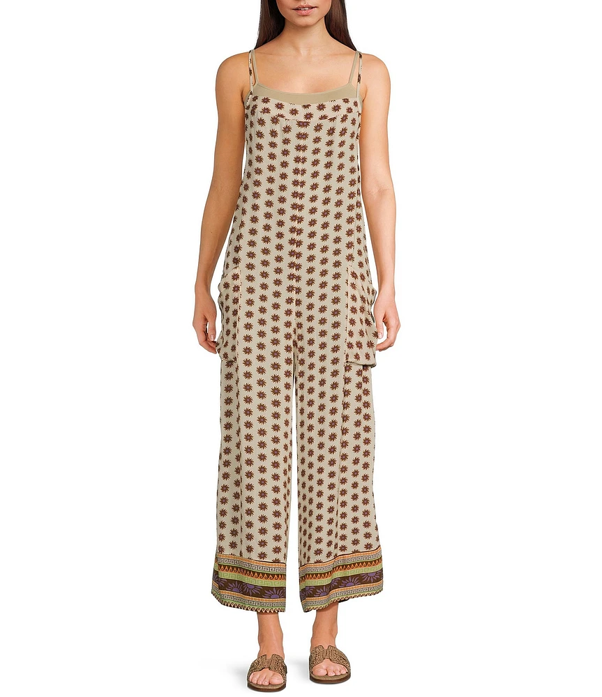 Rip Curl Cala Nights Sleeveless Yardage Print Cropped Jumpsuit