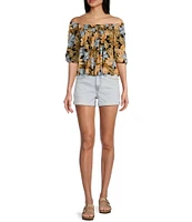 Rip Curl Follow The Sun Off-The-Shoulder Coordinating Floral Print Top