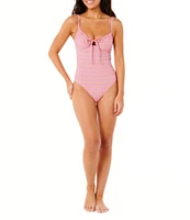 Rip Curl Isles Plaid Scoop Neck Underwire Bra One Piece Swimsuit