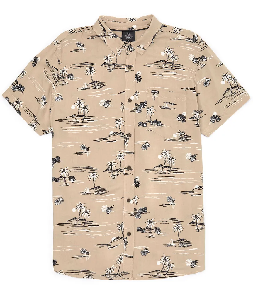 Rip Curl Party Pack Yardage-Print Short-Sleeve Poplin Shirt