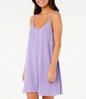 Rip Curl Premium Surf Gingham Sleeveless Swim Cover Up Dress