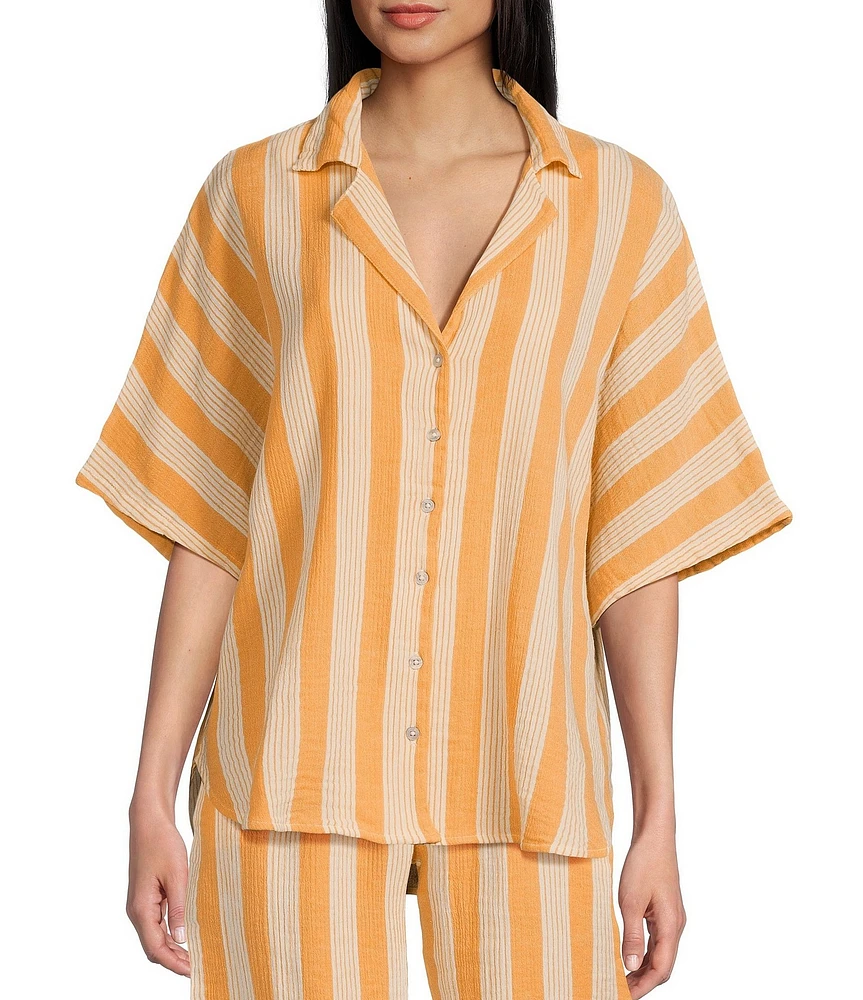 Rip Curl Premium Surf Striped Short Sleeve Button Front Coordinating Shirt