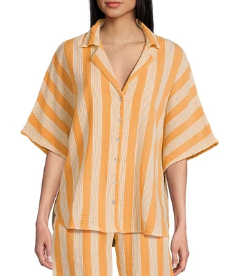 Rip Curl Premium Surf Striped Short Sleeve Button Front Coordinating Shirt