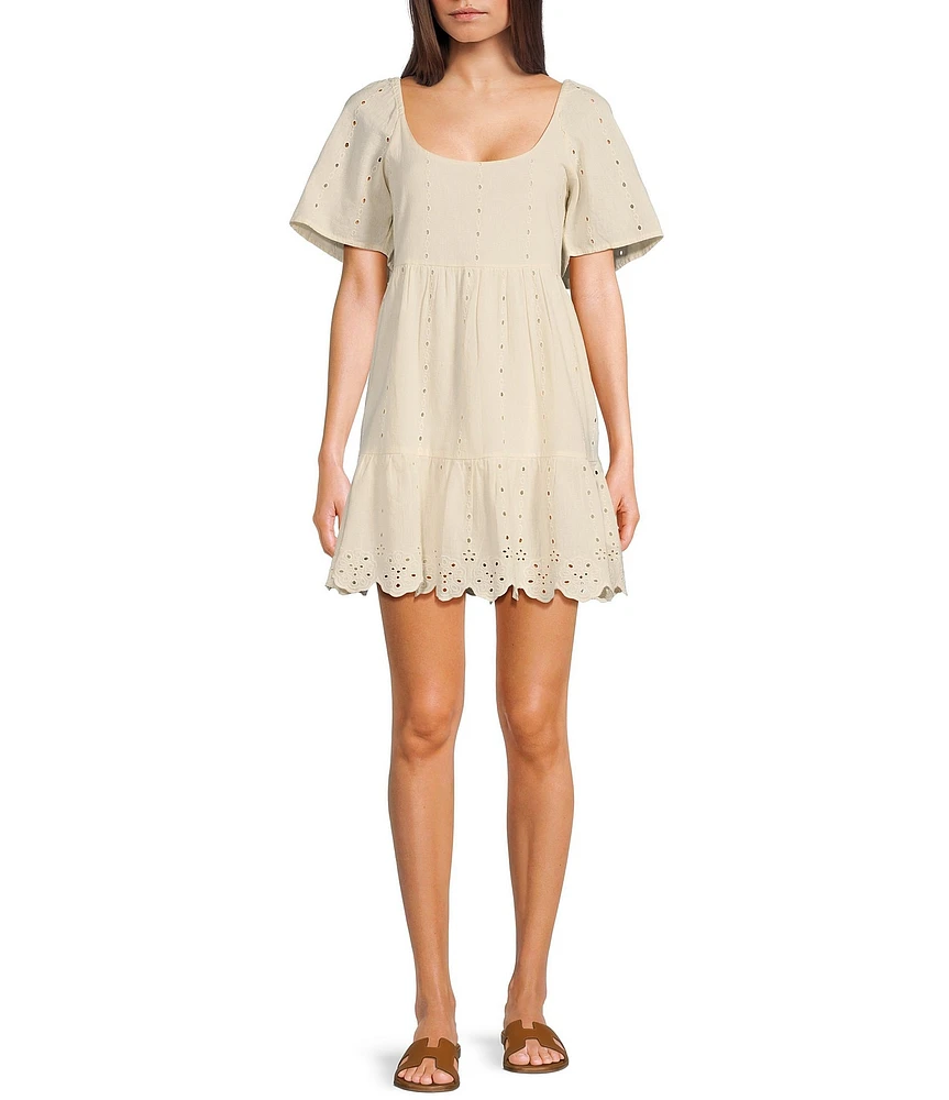 Rip Curl San Carlos La Joya Short Sleeve Linen Blend Mini Dress