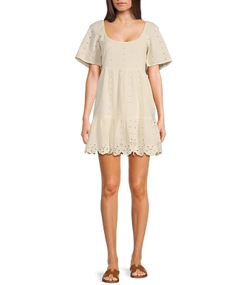 Rip Curl San Carlos La Joya Short Sleeve Linen Blend Mini Dress