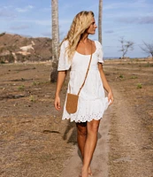 Rip Curl San Carlos La Joya Short Sleeve Linen Blend Mini Dress