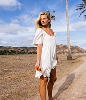 Rip Curl San Carlos La Joya Short Sleeve Linen Blend Mini Dress