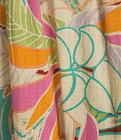 Rip Curl Vadella Tropical Palm Print Sleeved Mini Dress