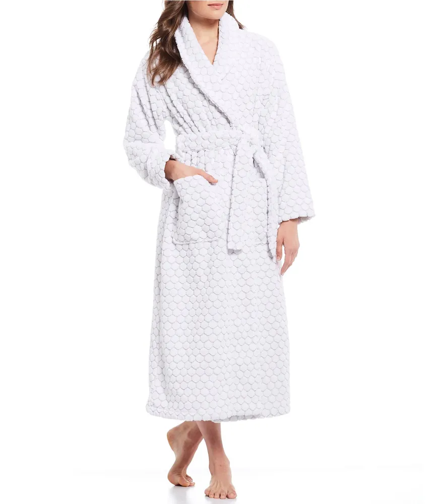 Sleep Sense Spa Dot Grey Long Terry Cozy Robe