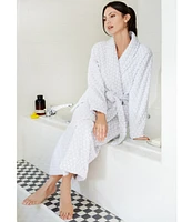 Sleep Sense Spa Dot Grey Long Terry Cozy Robe