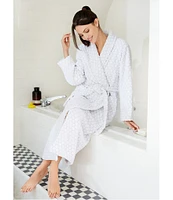 Sleep Sense Spa Dot Grey Long Terry Cozy Robe