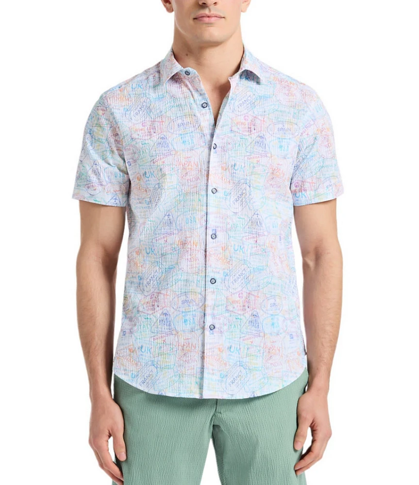 Robert Graham Passport Stretch Seersucker Short Sleeve Woven Shirt