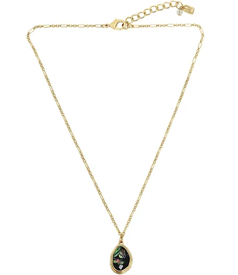 Robert Lee Morris Soho Abalone Charm Short Pendant Necklace