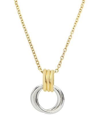Robert Lee Morris Soho Ribbed Ring Short Two-Tone Pendant Necklace