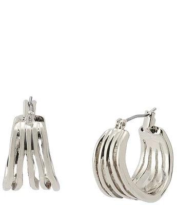 Robert Lee Morris Soho Sculpted Multi Row Huggie Hoop Earrings