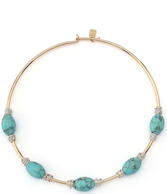 Robert Lee Morris Soho Turquoise Stone Bead Wire Collar Necklace