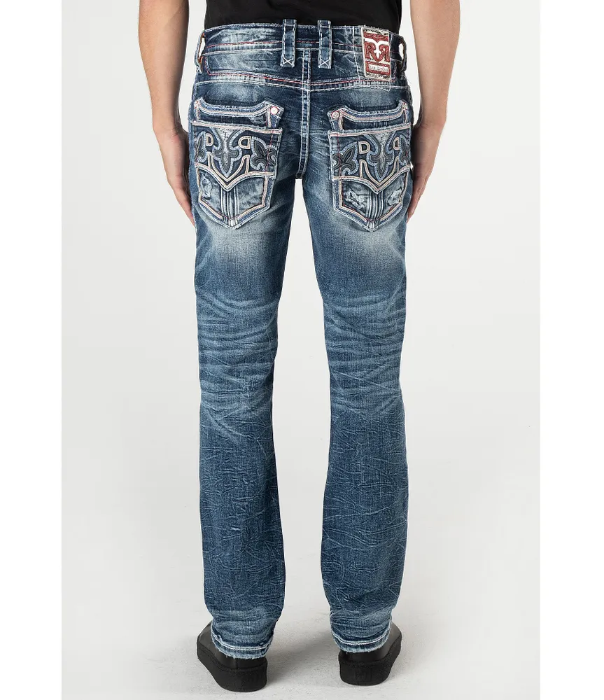 Rock Revival Aurelio Straight-Leg Fleur-De-Lis Pocket Jeans