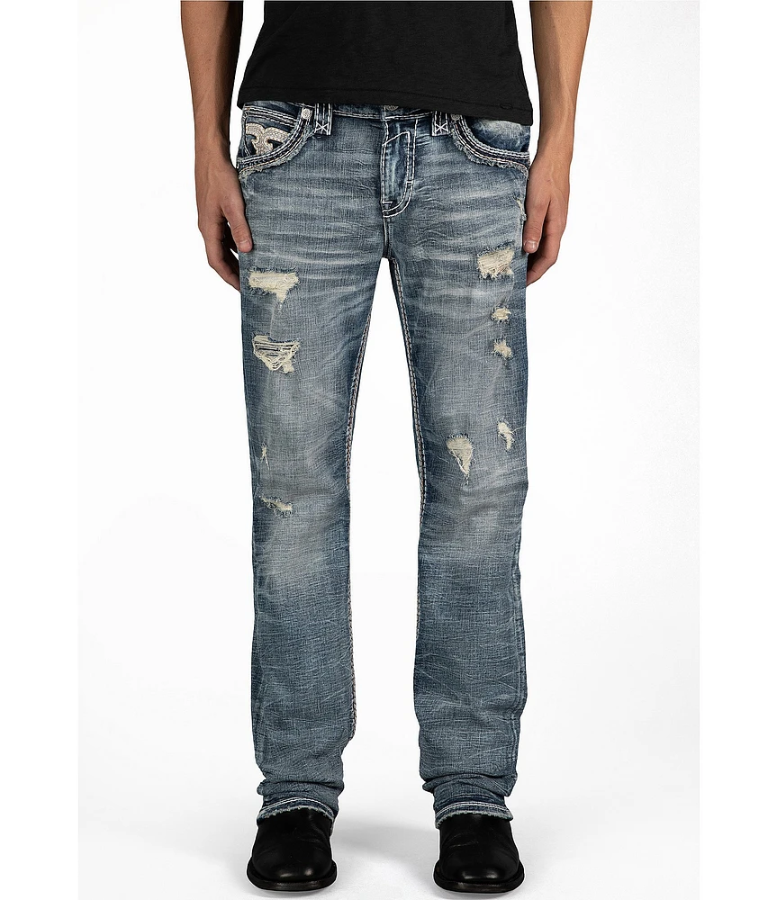Rock Revival Braylon Straight Leg Oversized-Fleur-De-Lis-Embroidered-Pocket Jeans