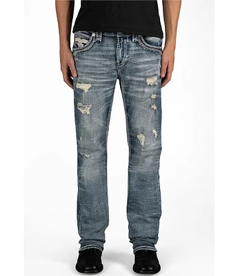 Rock Revival Braylon Straight Leg Oversized-Fleur-De-Lis-Embroidered-Pocket Jeans