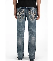 Rock Revival Braylon Straight Leg Oversized-Fleur-De-Lis-Embroidered-Pocket Jeans
