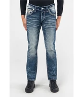 Rock Revival Ermias Frayed-Pocket Straight-Leg Jeans