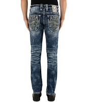 Rock Revival Ernest Fleur-de-Lis Straight Leg Distressed Jeans