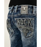 Rock Revival Ernest Fleur-de-Lis Straight Leg Distressed Jeans