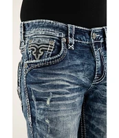 Rock Revival Ernest Fleur-de-Lis Straight Leg Distressed Jeans