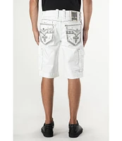 Rock Revival Eugene 14#double; Inseam Fleur-De-Lis Pocket Denim Shorts