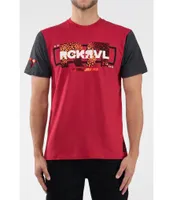 Rock Revival Foiled Animal-Printed Double #double;R#double; Logo Short-Sleeve Color Block T-Shirt