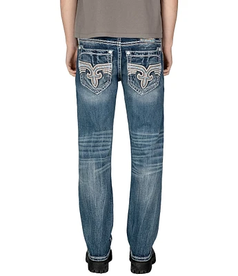 Rock Revival Isaiah Fleur-de-Lis Straight Leg Distressed Jeans