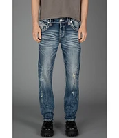 Rock Revival Isaiah Fleur-de-Lis Straight Leg Distressed Jeans