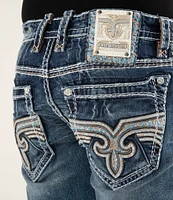 Rock Revival Isaiah Fleur-de-Lis Straight Leg Distressed Jeans