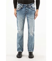 Rock Revival Jameel Inverted-Fleur-De-Lis Pocket Straight Leg Jeans