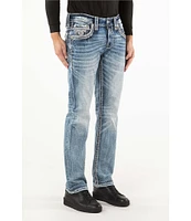 Rock Revival Jameel Inverted-Fleur-De-Lis Pocket Straight Leg Jeans