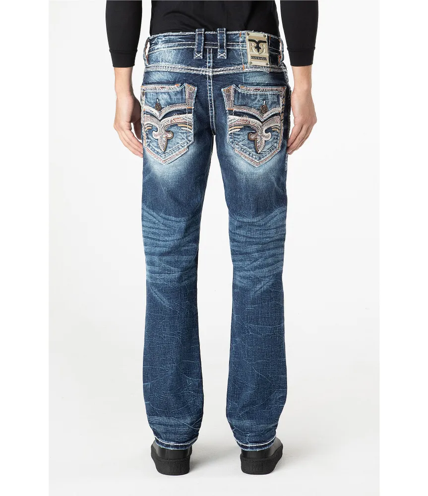 Rock Revival Straight Leg Fleur-De-Lis Denim Jeans