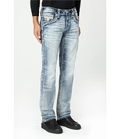 Rock Revival Meyrick Straight-Leg Fleur-De-Lis-Embroidered Denim Jeans